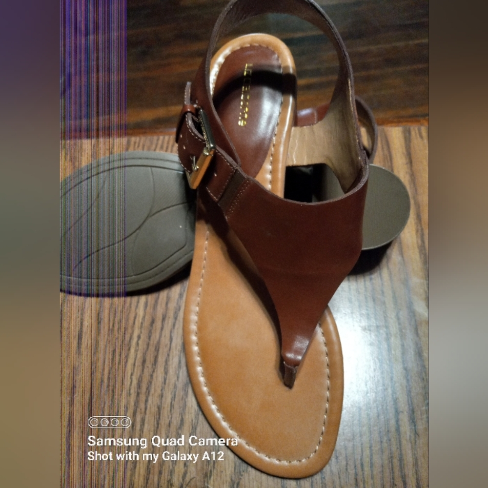 Brown Leather Sandals with Buckle.....NEW....Liz Claiborne